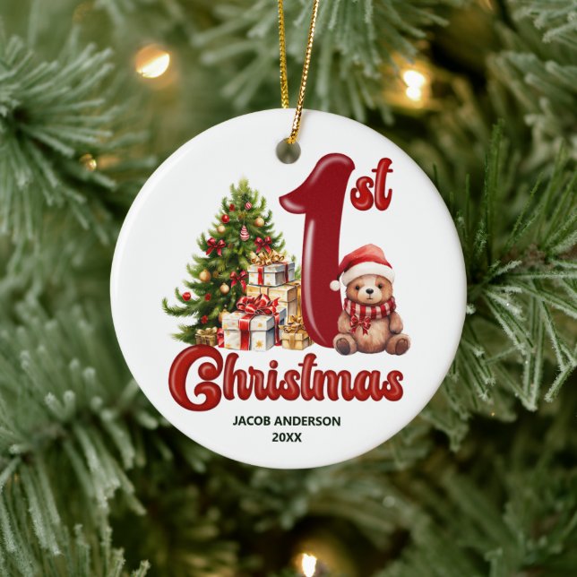 Niedliche Erste Weihnachtsfeier Keramik Ornament (Baum)