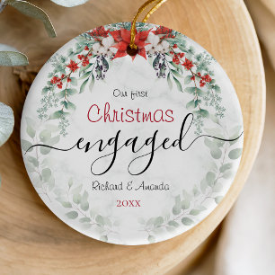 Niedliche erste Weihnachtsfeier Verlobung Rote Poi Keramik Ornament