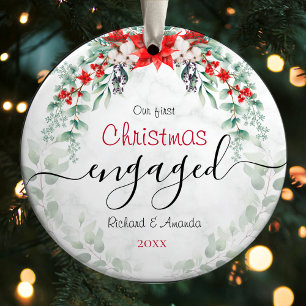 Niedliche erste Weihnachtsfeier Verlobung Rote Poi Keramik Ornament