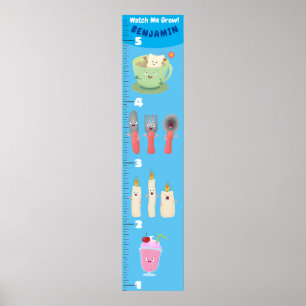 Niedliche Esstisch-Utensilien Cartoon Wachstumsdia Poster