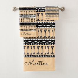 Niedliche ethnische, afrikanische Kunst, tradition Badhandtuch Set