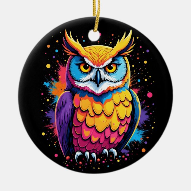Niedliche Eukalyptuskunst Owl Nocturnal Bird Lover Keramik Ornament (Vorne)