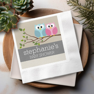 Niedliche Eule auf Branch Baby Girl oder Boy Dusch Serviette