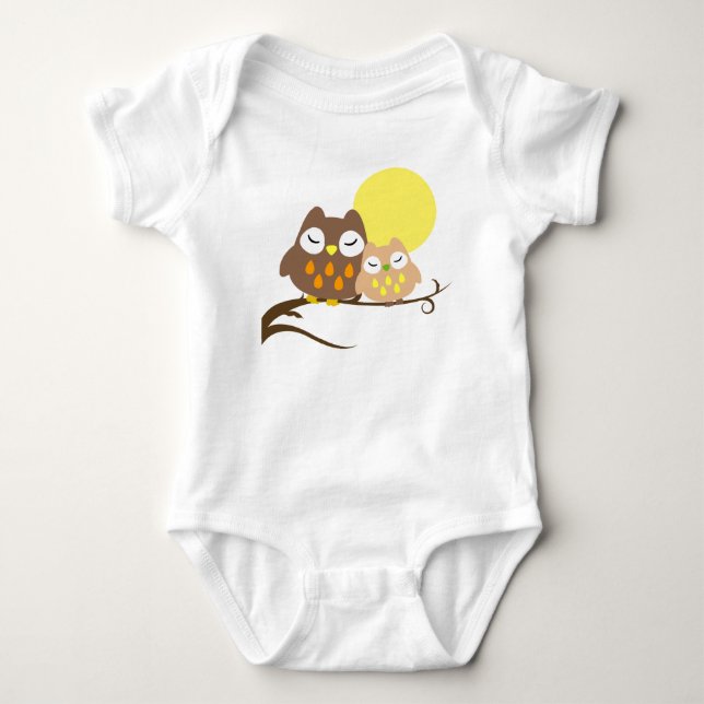 Niedliche Eule auf dem Baum Baby Strampler (Vorderseite)