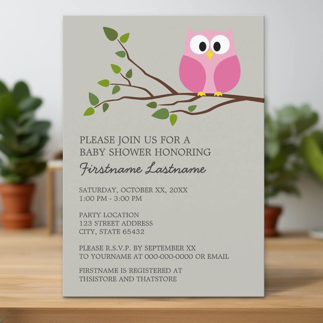 Niedliche Eule auf Zweig-Baby-Dusche Einladung (Custom Invitation with Download Option)