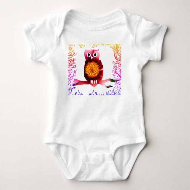 Niedliche Eule, Bird Baby Bodysuit Strampler (Vorderseite)