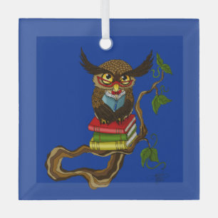 Niedliche Eule-Bücher Ornament Aus Glas