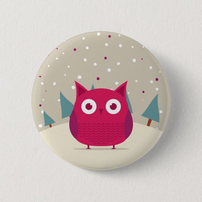 Niedliche Eule Button (Vorderseite)