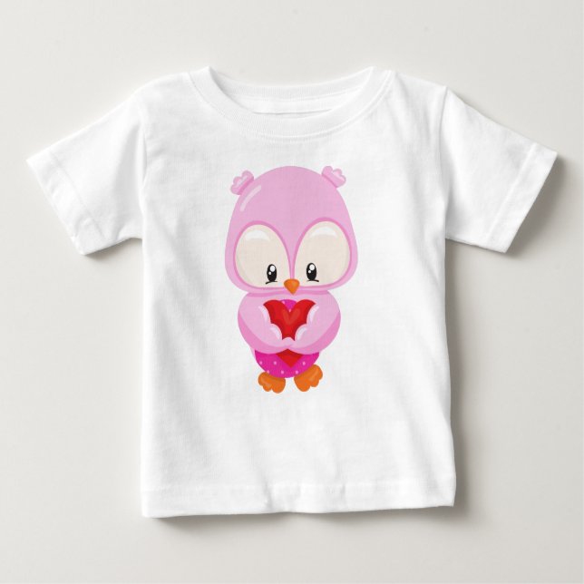 Niedliche Eule, kleine Eule, Eule in Liebe, Herz Baby T-shirt (Vorderseite)
