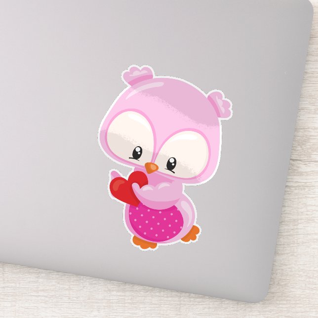 Niedliche Eule, kleine Eule, Herz, Eule in Liebe Aufkleber (Detail)