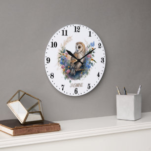 Niedliche Eule-Liebhaber Große Wanduhr