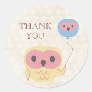 Niedliche Eule mit Ballon Party Danke Sticker
