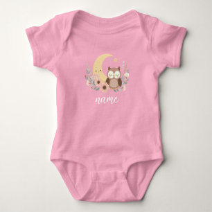 Niedliche Eule mit Mond Baby Strampler