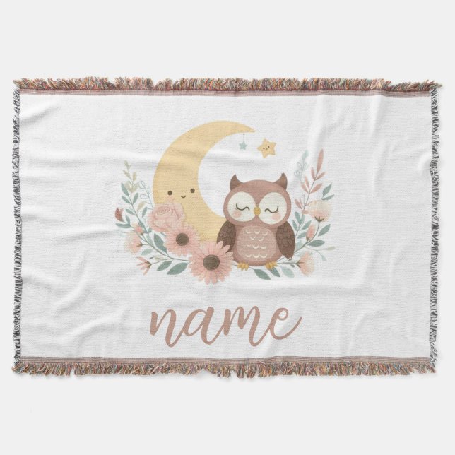 Niedliche Eule mit Mond Decke (Vorderseite)