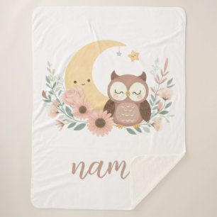 Niedliche Eule mit Mond Sherpadecke