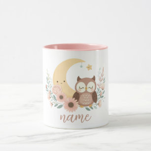 Niedliche Eule mit Mond Tasse