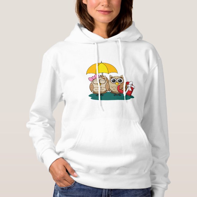 Niedliche Eule mit Schirm und Schokolade Hoodie (Vorderseite)