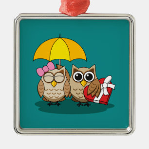 Niedliche Eule mit Schirm und Schokolade Ornament Aus Metall