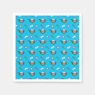 Niedliche Eule mit Spritze Cartoon Serviette