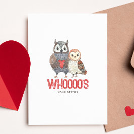 Niedliche Eule Pun Bestie Valentine Tageskarte