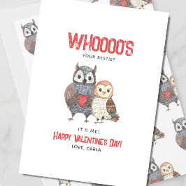 Niedliche Eule Pun Bestie Valentinstag Feiertagskarte