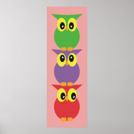 Niedliche Eule Totem 3 Rotes Lila Grün Poster