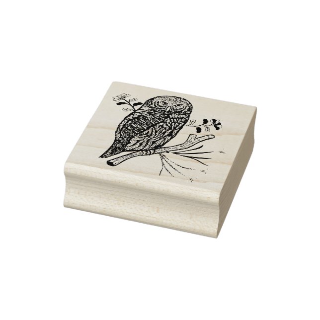 Niedliche Eule und Blume Gummistempel (Stempel)