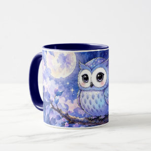 Niedliche Eule unter dem Mond-Mug Tasse