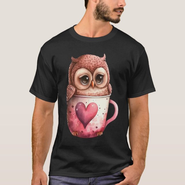 Niedliche Eule-Valetine Tierische Liebe 8 T-Shirt (Vorderseite)