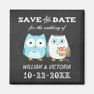 Niedliche Eulen, die Save the Date Tafel-Art Magnet