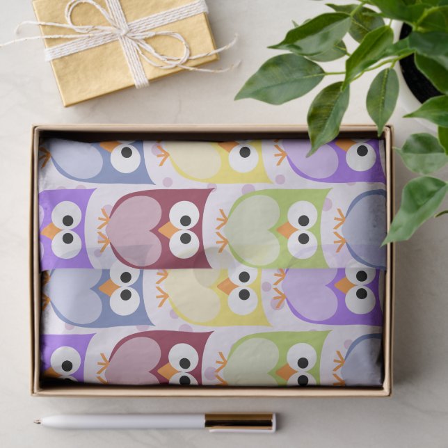 Niedliche Eulen, Eukalyptusmuster, Babyschale, far Seidenpapier (Geschenk)