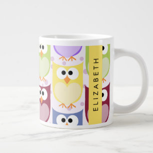Niedliche Eulen, Eule-Muster, farbenfrohe Eulen, I Jumbo-Tasse