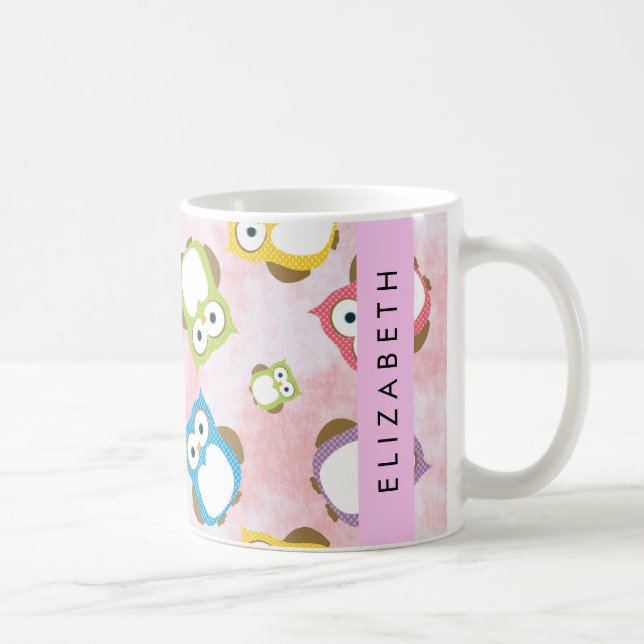 Niedliche Eulen, Eule-Muster, farbenfrohe Eulen, I Kaffeetasse (Rechts)