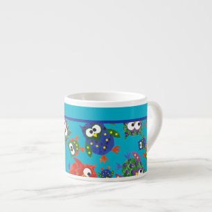 Niedliche Eulen Farbenfrohe Tasse Espresso