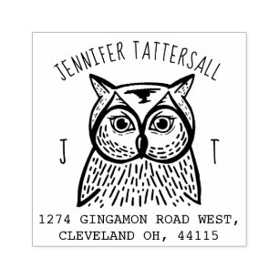 Niedliche Eulen-Tiermonogramm u. Gummistempel