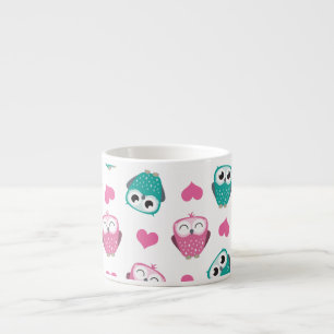 Niedliche Eulen u. Herzen Expresso Tasse