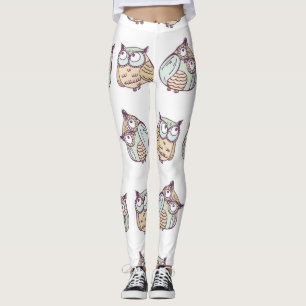 Niedliche Eulen: Vintages nahtloses Muster. Leggings