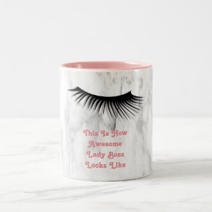 Niedliche Eyelash Lady Boss Kaffee Tasse Soft Pink