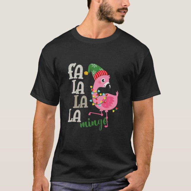 Niedliche Fa La La Mingo Flamingo Weihnachten Weih T-Shirt (Vorderseite)