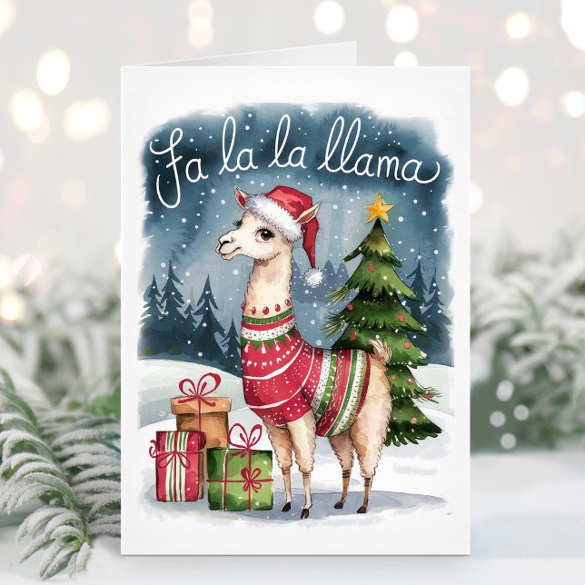 Niedliche Fa La Llama Weihnachtskarte Feiertagskarte (Von Creator hochgeladen)