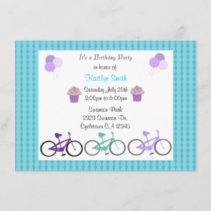Niedliche Fahrräder Geburtstagsparty Einladung