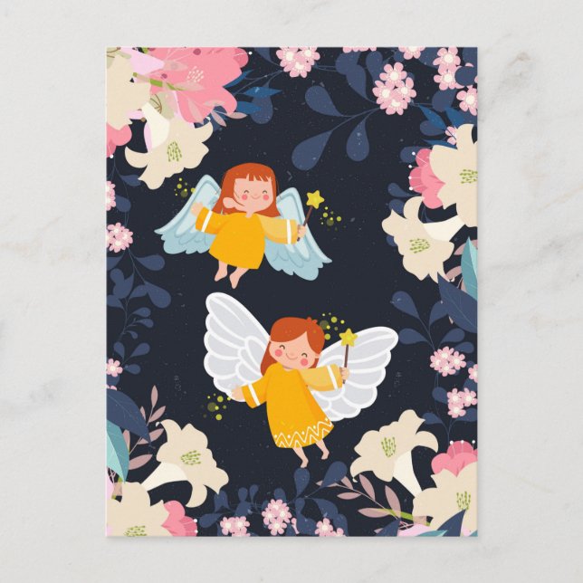 Niedliche Fairies Feiertagspostkarte (Vorderseite)