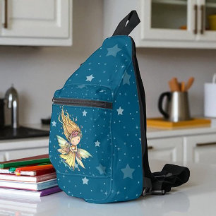 niedliche Fairy mit Orange Tabby Kitten und Starry Crossbody Bag