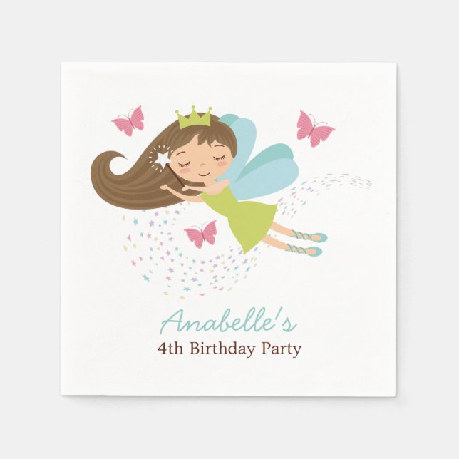 Niedliche Fairy Princess Girls Geburtstag Serviette (Vorderseite)