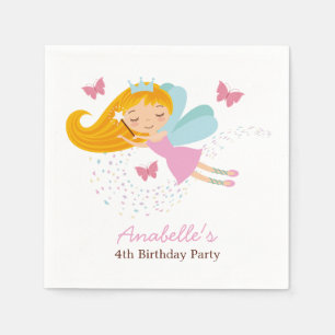 Niedliche Fairy Princess Girls Geburtstag Serviette