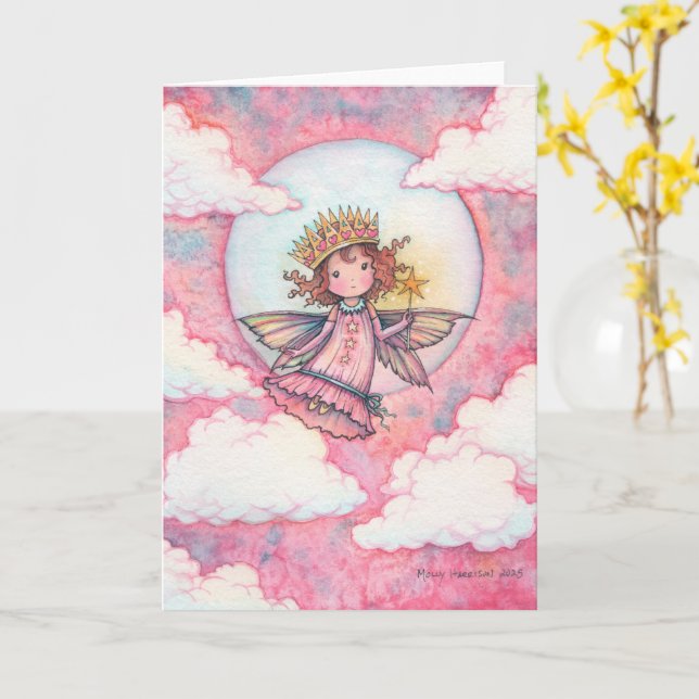 Niedliche Fairy Princess Jeder Anlass Card Karte (Gelbe Blume)
