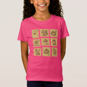 Niedliche Fall Postage Briefmarke Graphic T - Shir T-Shirt