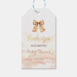 Niedliche Fall Pumpkins Bow Babydusche Geschenkanhänger