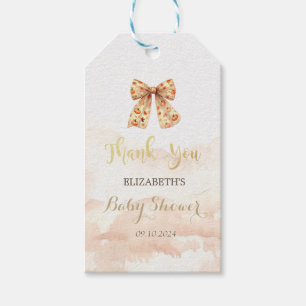 Niedliche Fall Pumpkins Bow Babydusche Geschenkanhänger