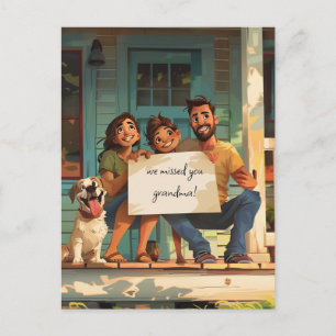 Niedliche Familie mit einem Niedlichen Hund Postkarte